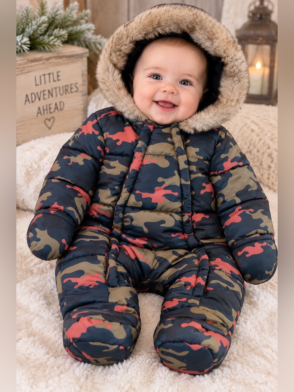 Primark Cares Baby Camo Hooded Snowsuit / Puffer Bunting – 3-6 Months